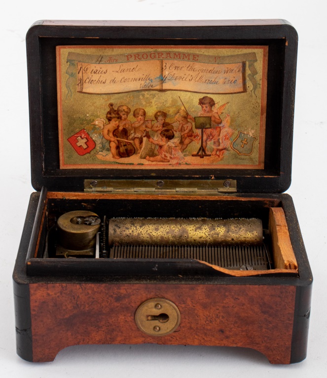 SWISS CYLINDER MUSIC BOX, 19TH C