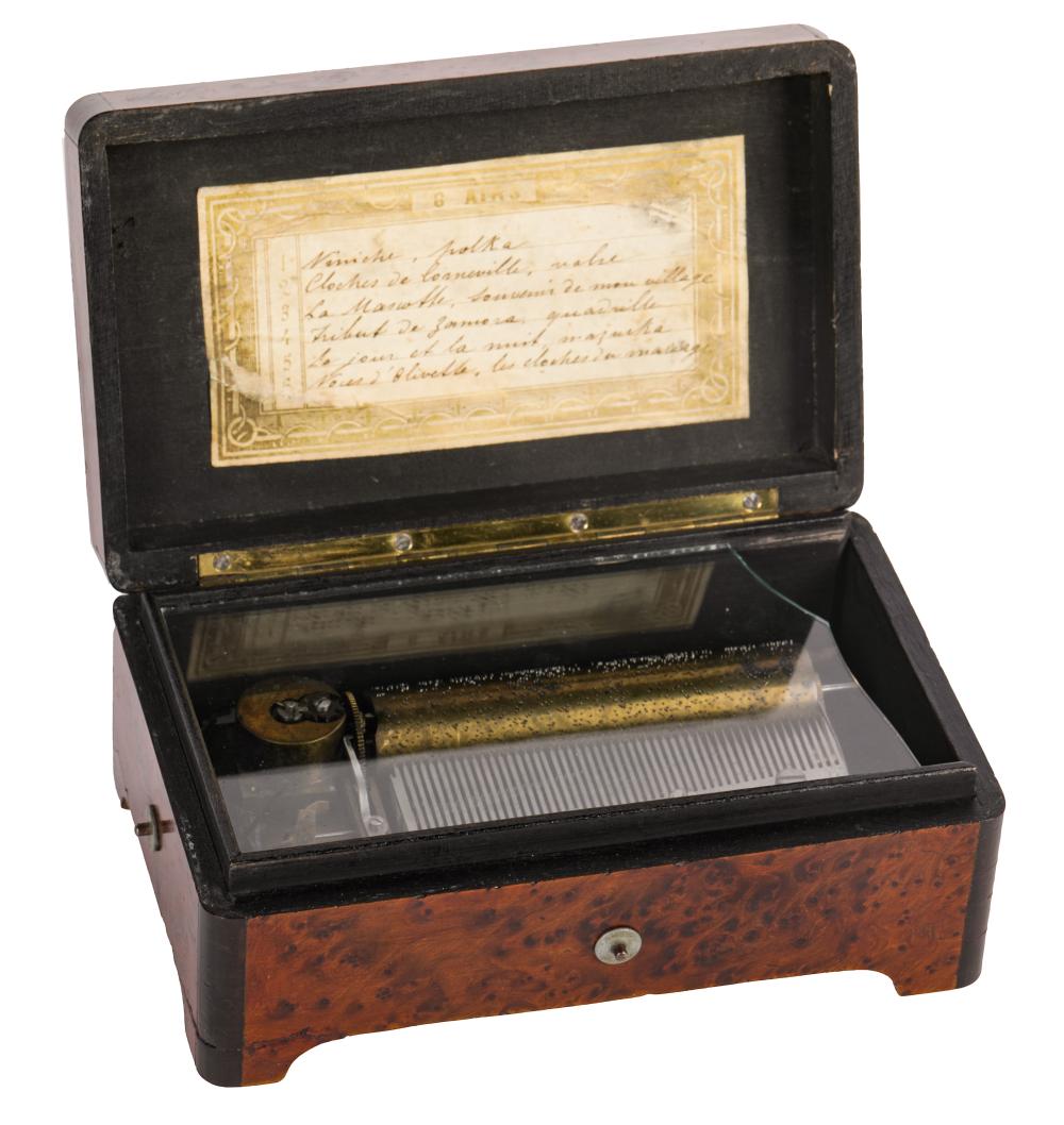 SWISS CYLINDER MUSIC BOXebonized