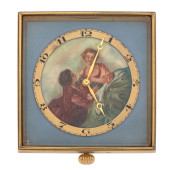 SWISS ENAMEL, BRASS DESK CLOCK