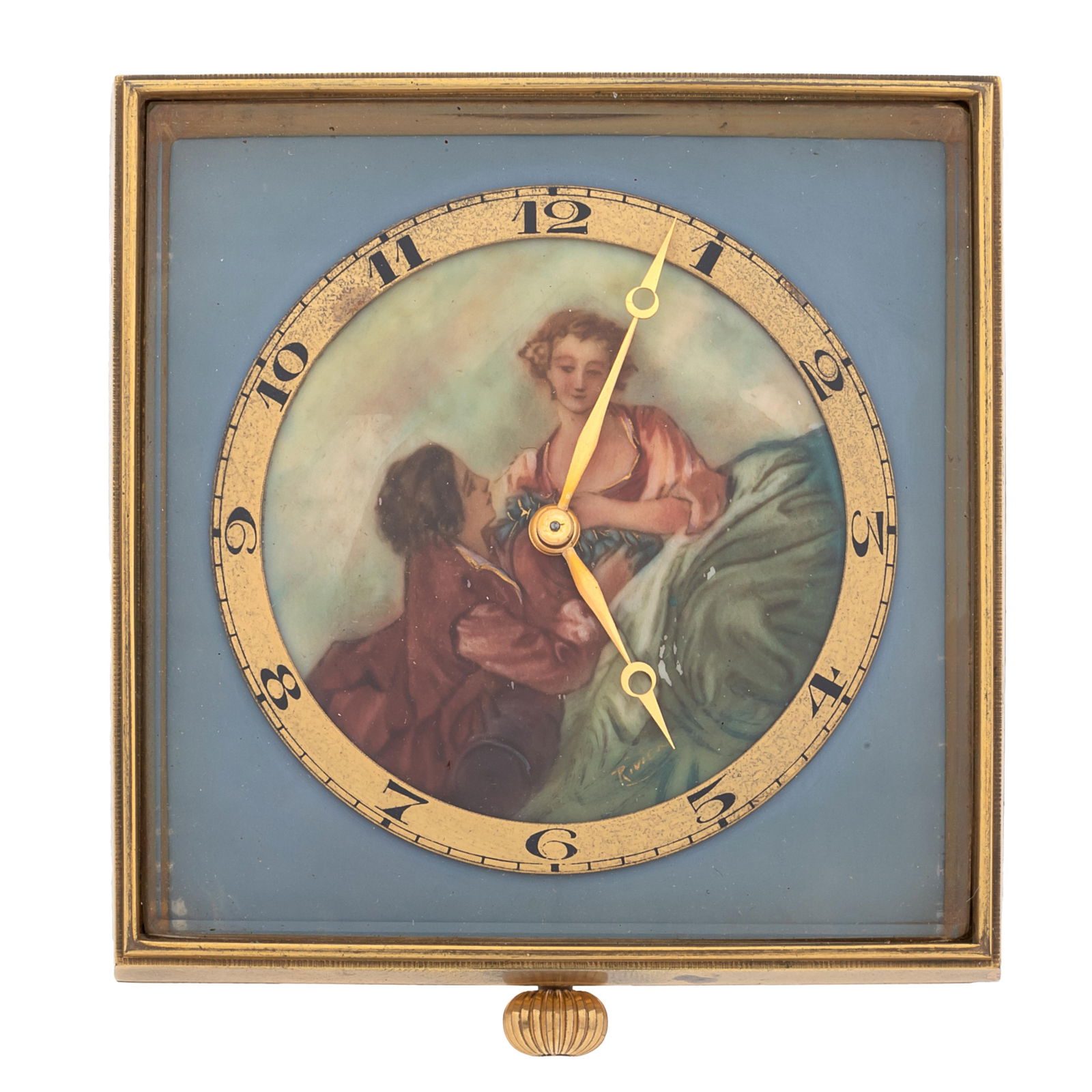 SWISS ENAMEL, BRASS DESK CLOCKSwiss