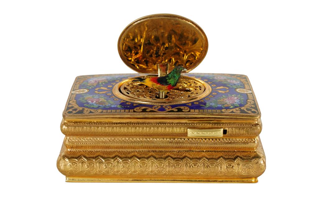 SWISS ENAMEL & GILT METAL SINGING