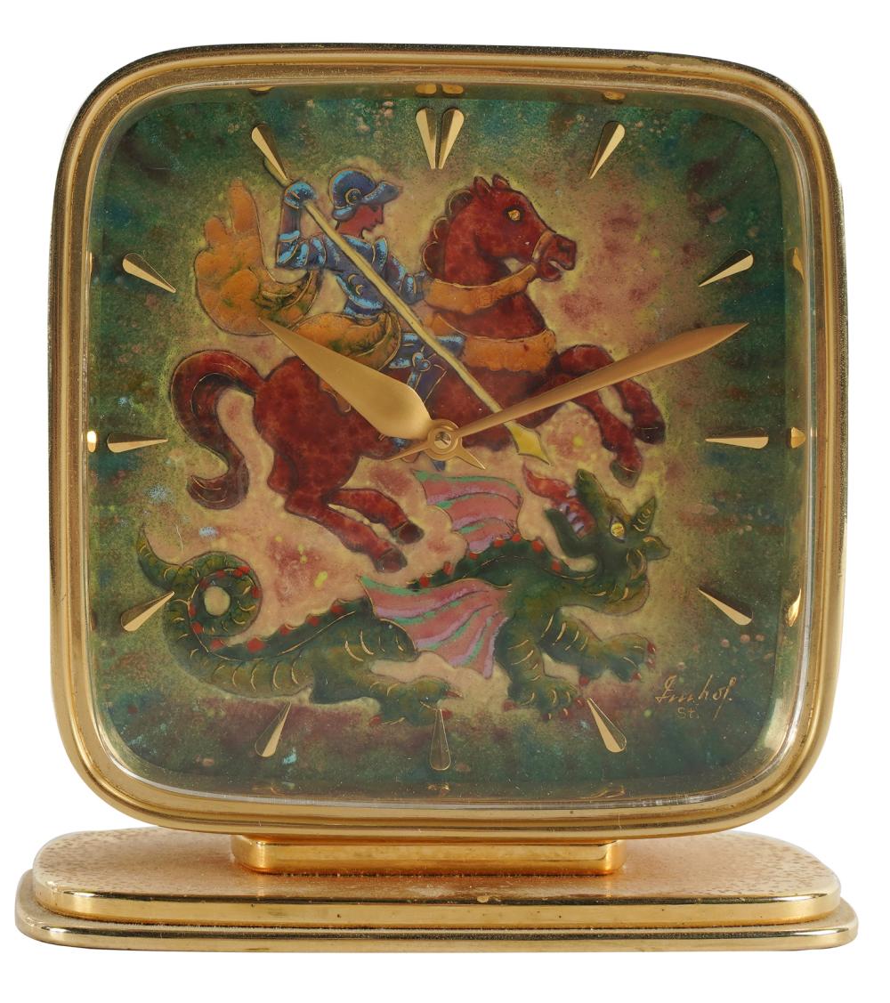 SWISS GILT-BRASS & ENAMEL DESK
