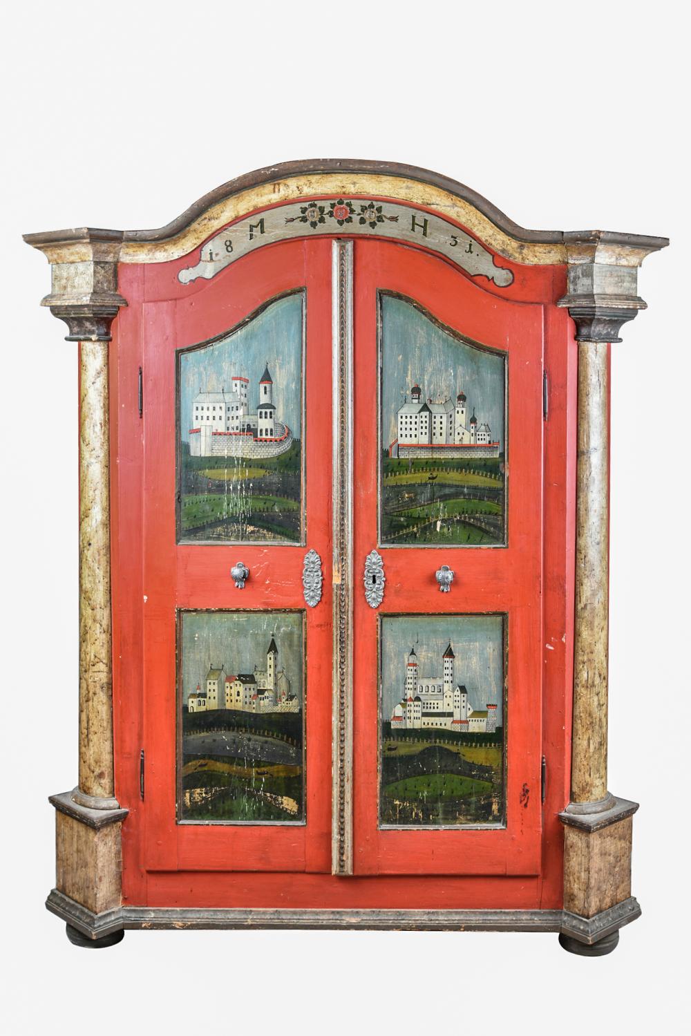 SWISS PAINTED WOOD ARMOIREdated