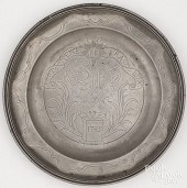 SWISS PEWTER MARRIAGE DISH, LA