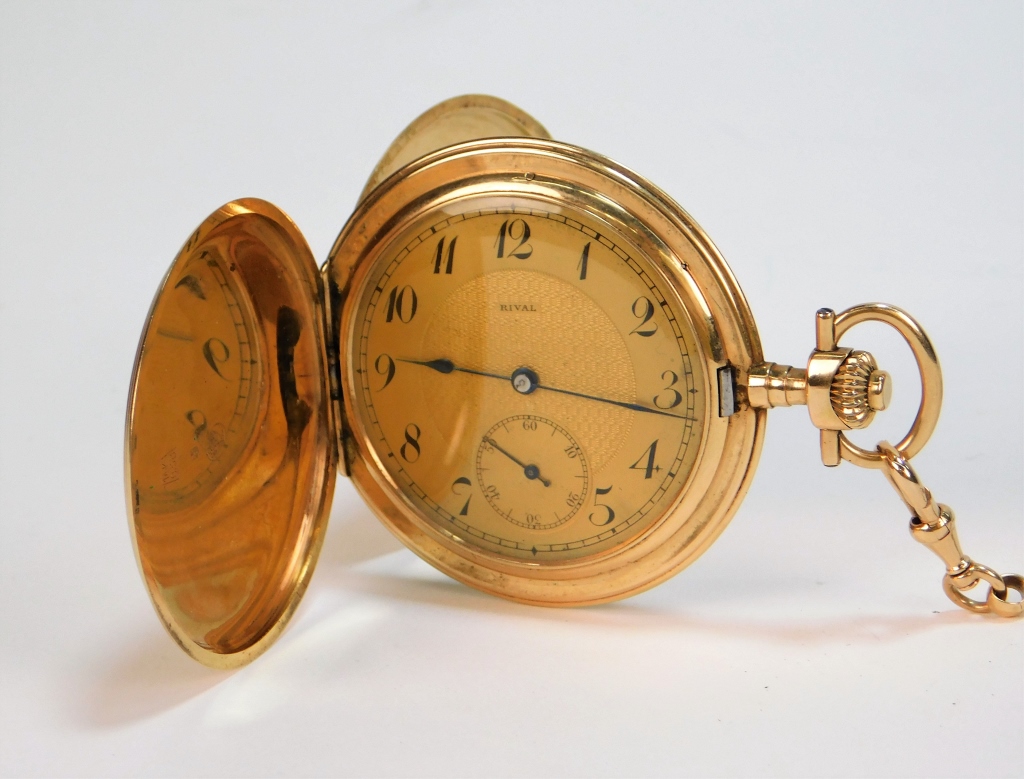 SWISS RIVAL 14K GOLD POCKET WATCH