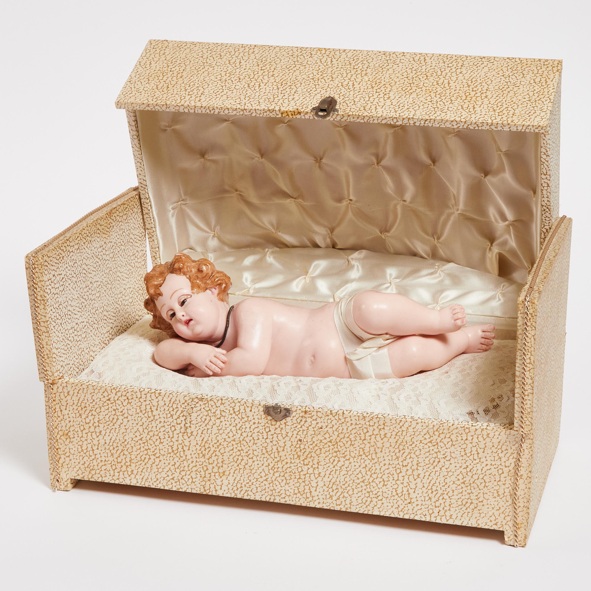 Swiss Wax Doll Automaton Music Box,