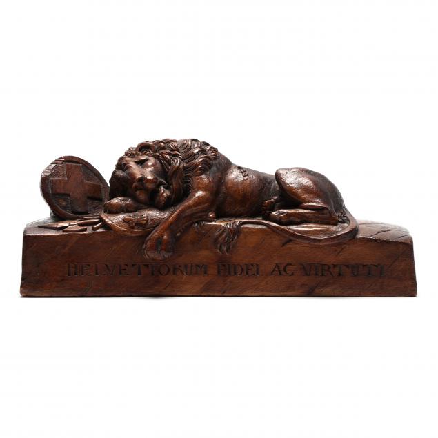 SWISS WOOD CARVED LION OF LUCERN