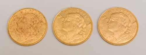 SWITZERLAND, 10 FRANCS (3), 1922