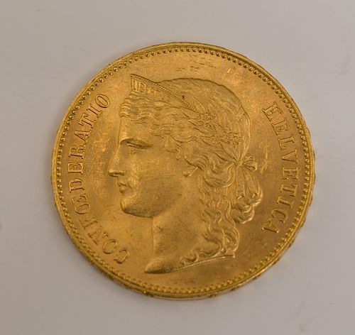 SWITZERLAND, 20 FRANCS, 1893 (KM