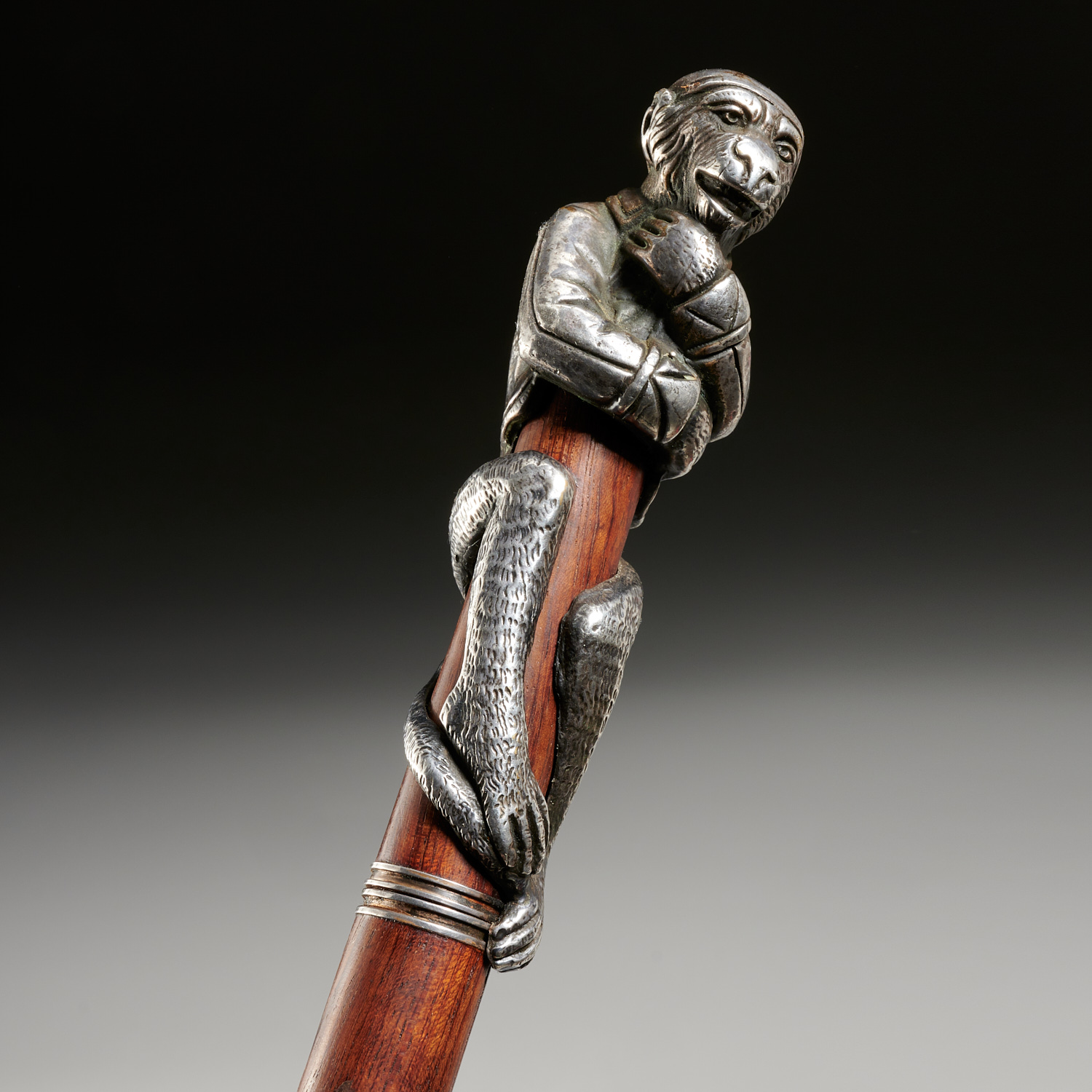 SWORD CANE WITH SILVER MONKEY