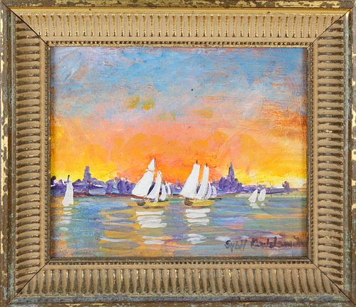 SYBIL GOLDSMITH OIL ON MASONITE,