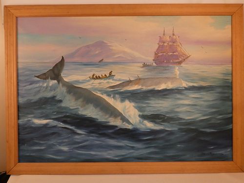 SYLVA FERNANDES WHALING PAINTINGOld