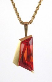 SYNTHETIC ORANGE SAPPHIRE PEND