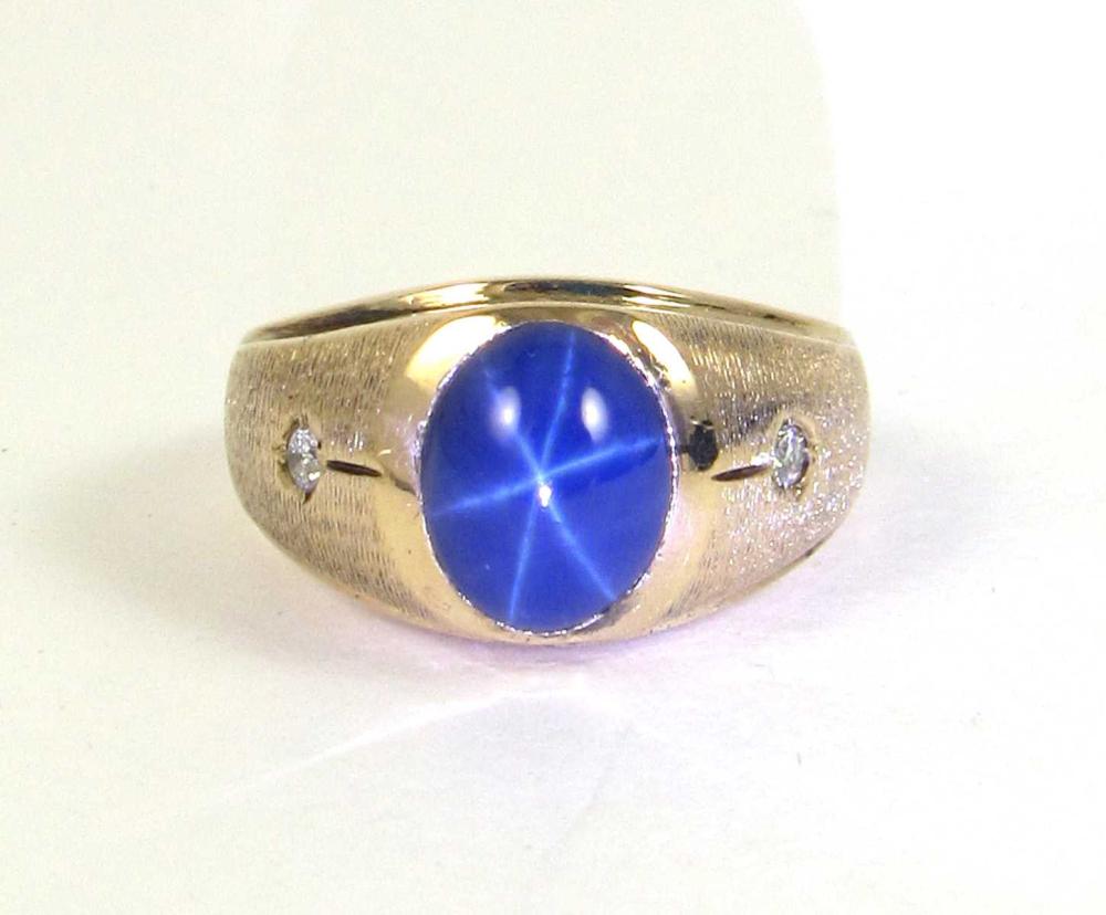 SYNTHETIC STAR SAPPHIRE AND DIAMOND