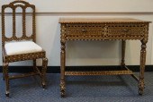 SYRIAN BONE INLAID TEAK DESK A