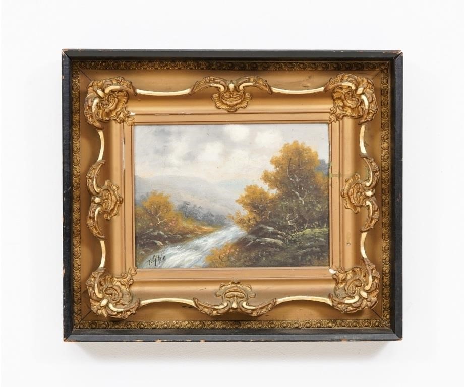 T. Gilpin oil on canvas of a stream