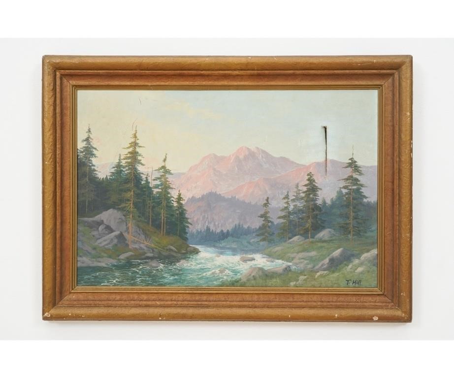 T. Hill oil on canvas, mountain and