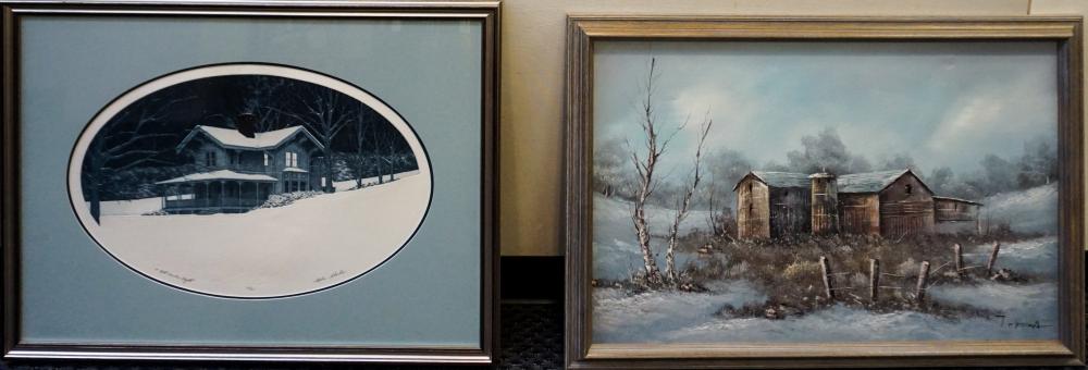 T. MEDINA(?), BARN IN WINTER, OIL