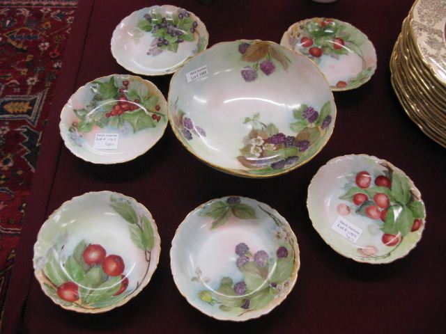T & V Limoges Handpainted Berry Set