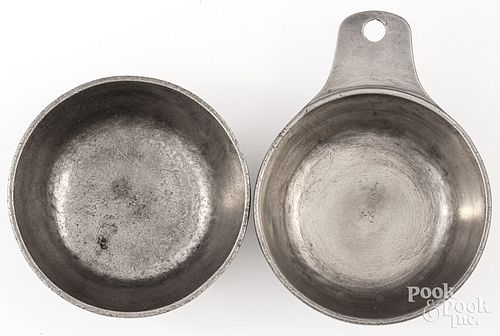 TAB HANDLED PEWTER PORRINGER,