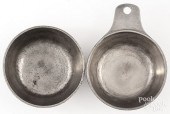 TAB HANDLED PEWTER PORRINGER,