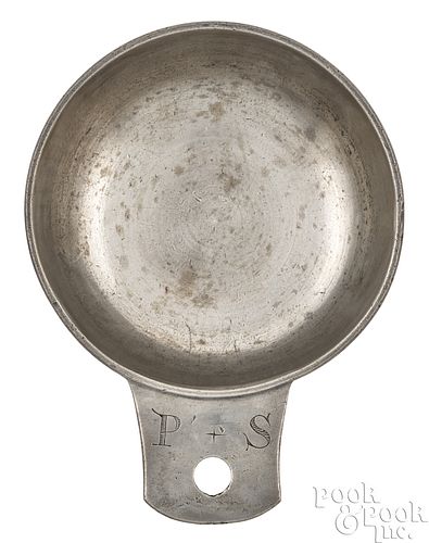 TAB HANDLED PEWTER PORRINGER,