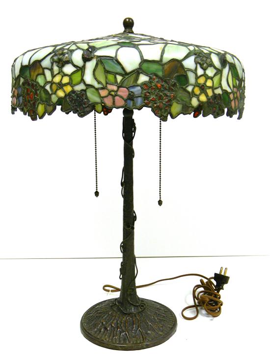 Table lamp  leaded glass shade is