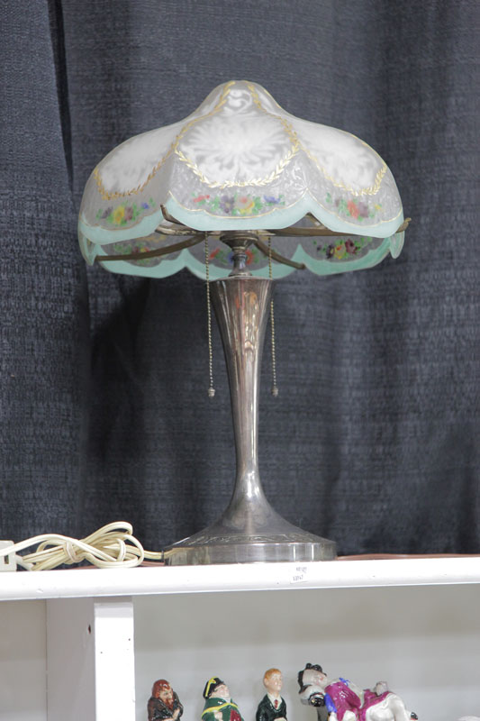 TABLE LAMP. Silver  tapered form