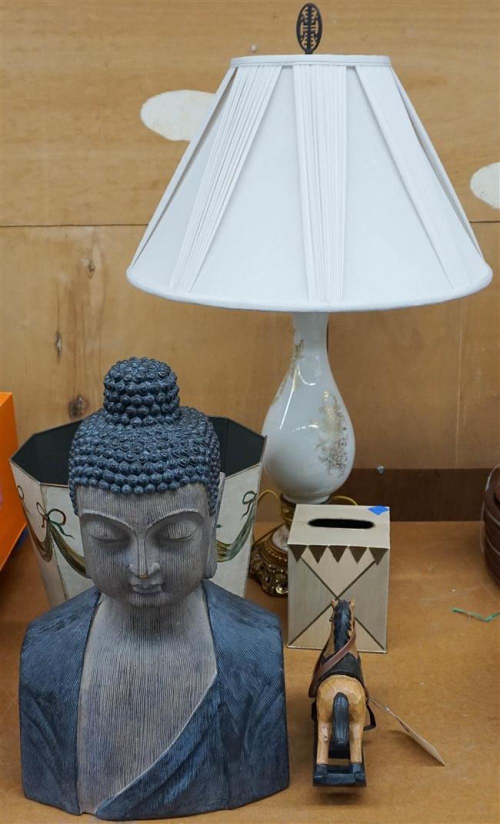 TABLE LAMP, TOLE WASTE CAN,