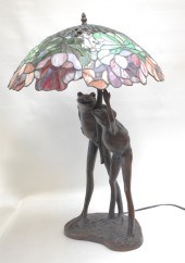 TABLE LAMP with bronze lily pa