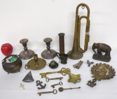 TABLE LOT OF BRASS, LEAD & CAS