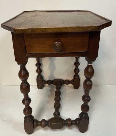 TABLE, ONE DRAWER, OCTAGONAL TOP