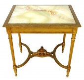 TABLE WITH ONYX INSET TOP ON G