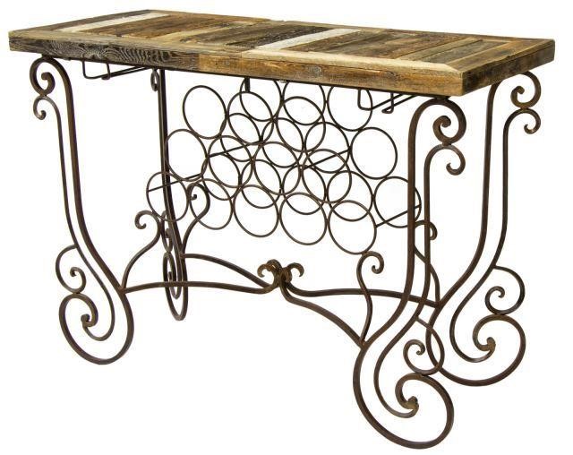 TABLE WITH RACKS FOR WINE BOTTLES &