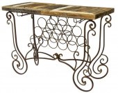 TABLE WITH RACKS FOR WINE BOTT