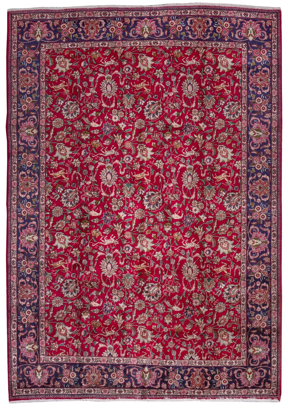 TABRIZ HUNTING RUG: 7'7" X 11'0"