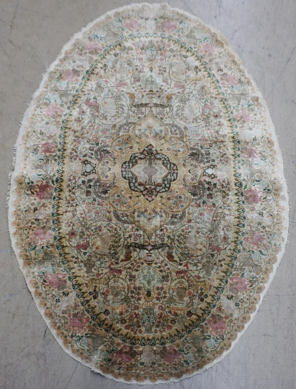 TABRIZ PARTIAL SILK OVAL RUG, 3