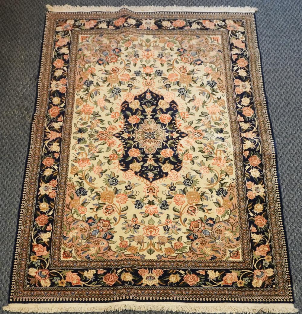 TABRIZ PARTIAL SILK RUG, 6 FT 11 IN