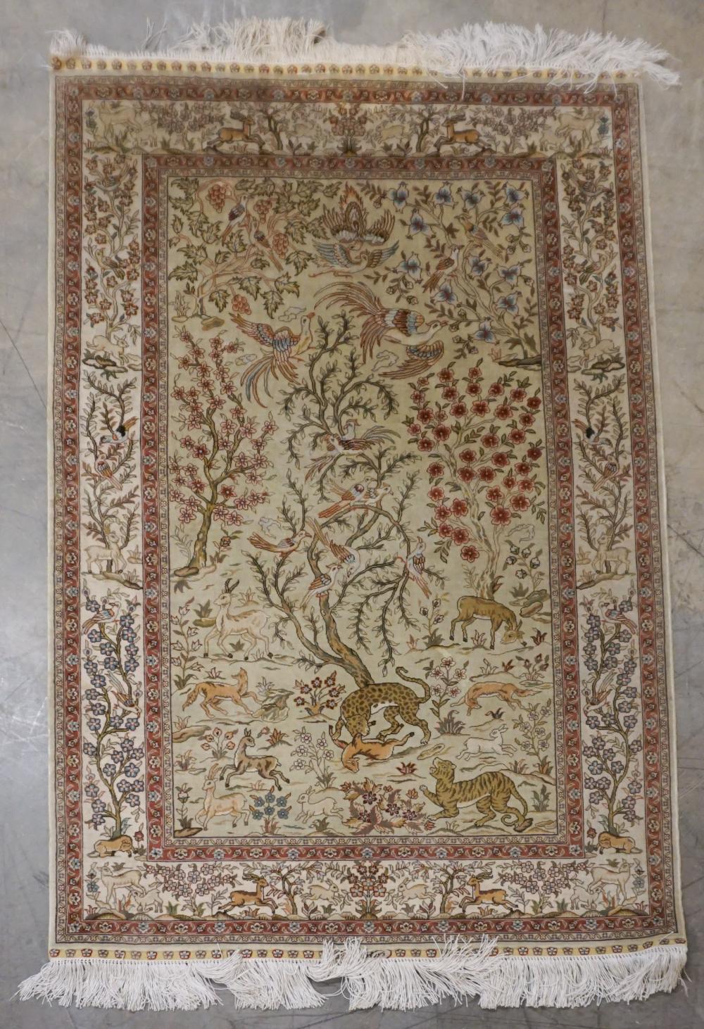 TABRIZ PARTIAL SILK RUG,