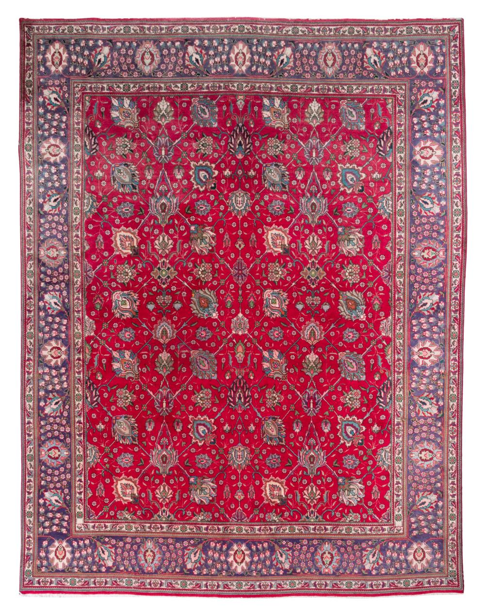 TABRIZ RUG: 9'10" X 13'0" LATE 20TH