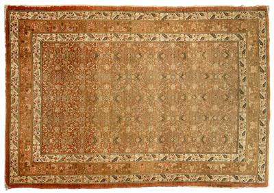 Tabriz rug, repeating rows of