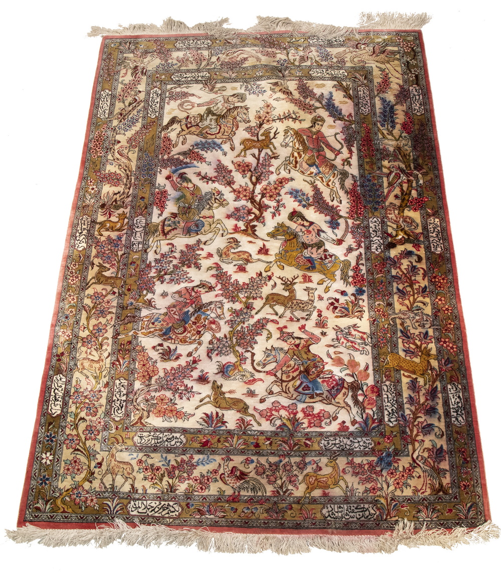 TABRIZ SILK HUNTING RUG (3'3" X