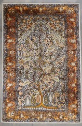 TABRIZ 'TREE OF LIFE' SILK RUG