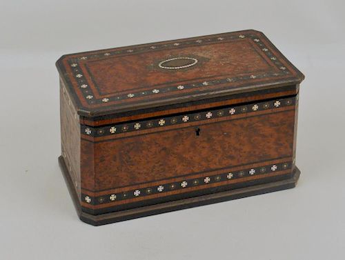 TAHAN FRERES INLAID BURL WALNUT TEA