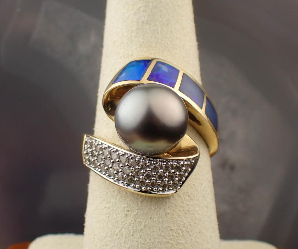 TAHITIAN PEARL, BLACK OPAL AND