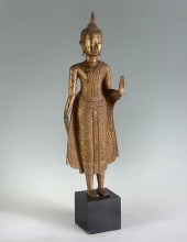 TALL 19TH C. GILT BRONZE THAI