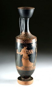 TALL ATTIC RED-FIGURE LEKYTHOS