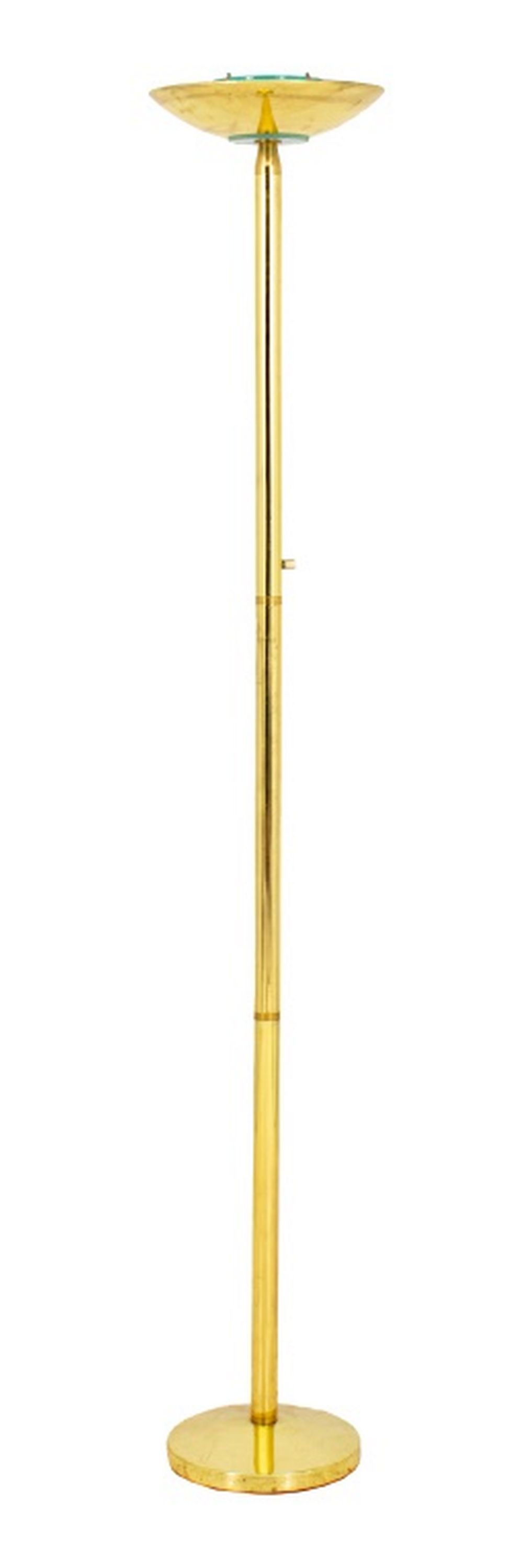 TALL BRASS TORCHIERE FLOOR LAMP