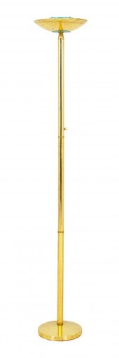TALL BRASS TORCHIERE FLOOR LAM
