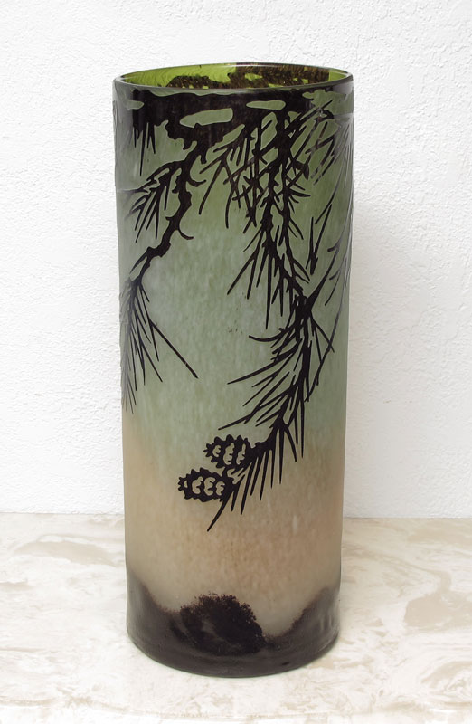 TALL CAMEO GLASS VASE: